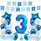 envami® Geburtstagsdeko Jungen Blau Zahl 3. Happy Birthday Deko Geburtstag Junge Folienballon 3 Luftballon 3. Geburtstag Kindergeburtstag Deko 3.