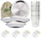 AllEco® Edelstahl Camping Teller Set 4 STK. 20cm Ø Picknick & Camping Geschirr Set 4 Personen Edelstahlteller Outdoor Zubehör Campingküche Campinggeschirr (4 Teller + 4 Iso-Becher + 4 Besteck-Sets)