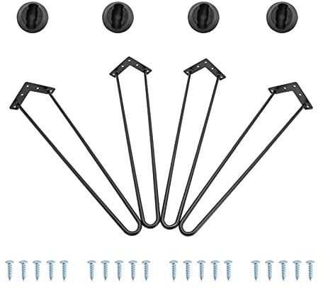 YORKING 4PCS Hairpin Table Legs 55CM Heavy Duty DIY Furniture Legs 2-Bar Metal Table Legs Easy-to-Install Furniture Table Legs Suitable for Breakfast Bar Table (Black)