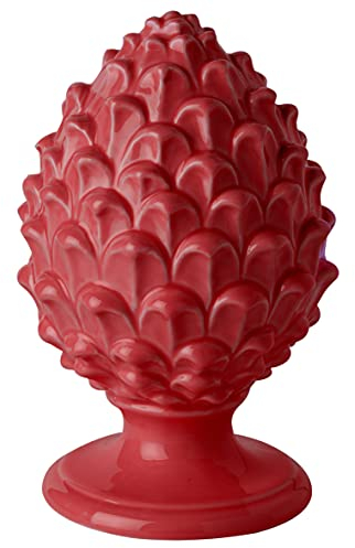 Baroni Home Farbiger sizilianischer Kiefernzapfen, Handbemaltes Porzellan Dekorativer Kiefernzapfen, Wohnzimmer- und Bürodekoration, (Rot, 17x17x27 cm (XL))