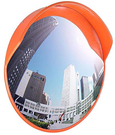 PARKING FACIL | Espejo de Tráfico Ø 60 cm Convexo de Seguridad | Soporte Poste | Elimina los Puntos Ciegos | Para Carreteras, Almacenes, Garajes, Oficinas y Tiendas