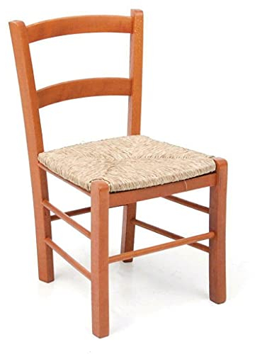 Liberoshopping Stuhl aus Buchenholz Strohsitz 71x33x39 cm (Kirschbaum)