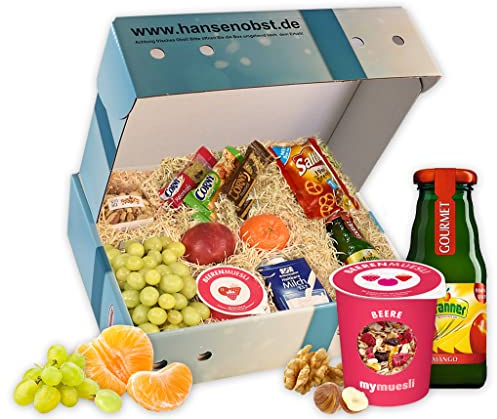 Hansen Obst - Geschenkbox - fruchtige Obst-Box - “Webinar-Snack-Box” - Präsentkorb - Obst-Geschenkset - gefüllte Obstkiste - Probier-Obstbox