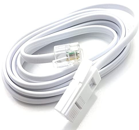 Aspect 3M White Telephone Extension Cable | Male to Female Extension Cable for UK Landline Phone Cord Home & Office Fax Modem Extender 4 Wire (Available in 3m, 5m, 10m, 15m, 20m).