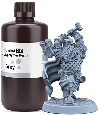 ELEGOO Standard 3D Printer Resin 2.0, Photopolymer 405nm UV Curing Resin for LCD/DLP 3D Printing Grey 1000G