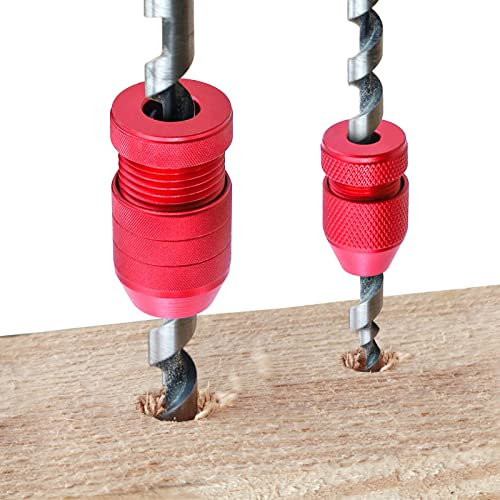RUITOOL Drill Depth Stop for Drill Bits, Adjustable Drill Stop Applicable Drill Size Range 5/64-3/16,15/64-7/16, Aluminum Drill Bit Stop Collar Set for Woodworking Tools & Hand Tools, 2 Pcs