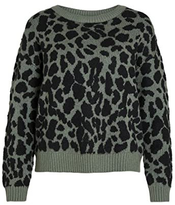 VIRIL FEAMI Mix O-Neck L/S Knit TOP-NOOS Laurel Wreath/Detail:with Black