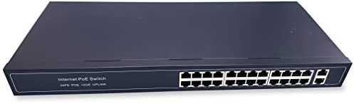 Elfcam® - 24 porte PoE Ethernet Switch con 2 porte Uplink Gigabit Ethernet 10/100/1000Mbps, Plug & Play Non gestito, metallo robusto (24 porte PoE)