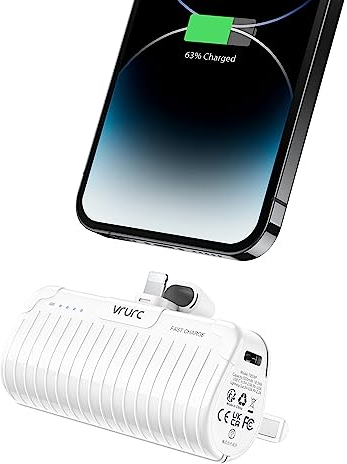 Mini Power Bank For iPhone VRURC Slim Portable Charger 5000mAh,PD 20W Fast Charging Battery Pack Compatible with iPhone 14/Pro/14 Pro Max/14 Plus/13/12/11 /XS/XR/X/8/7/6s/Airpods Pro etc