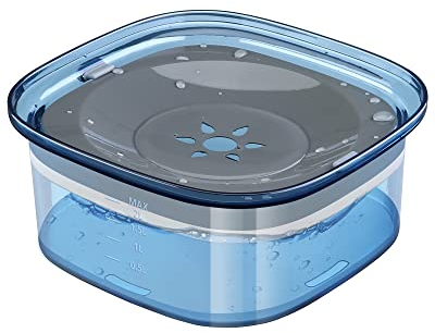 PETTOM Dog Water Bowl No Spill Splash Free Pet Floating Bowl, No Mess Dogs Water Bowls Slow Drink for Dogs Pets, 2L Large Capacity (Blue)