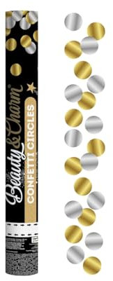 Godan Cañón de confeti dorado plateado círculos 40 cm