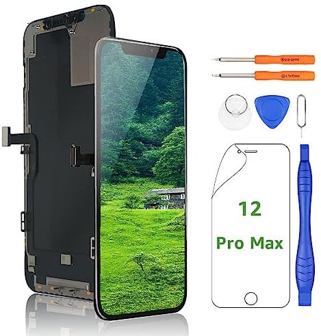 Yodoit for iPhone 12 Pro Max Screen Replacement Kit 6.7 Inch LCD Display 3D Touch Digitizer Glass Assembly with Repair Tool Kit