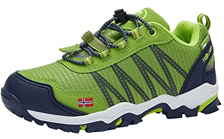 Trollkids Kinder Trolltunga wasserdichter Wanderschuh niedrig, Kiwigrün/Mystikblau, Größe 40
