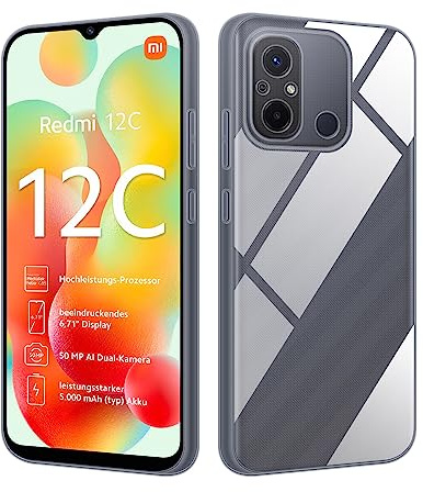 HSP Hülle für Xiaomi Redmi 12C, Silikon Handyhülle, Dünn Case, Transparent | Vergilbungsfrei, kristallklar, passgenaue Aussparungen, erhöhte Ränder, Handy Schutzhülle, Silikonhülle, Phone Cover