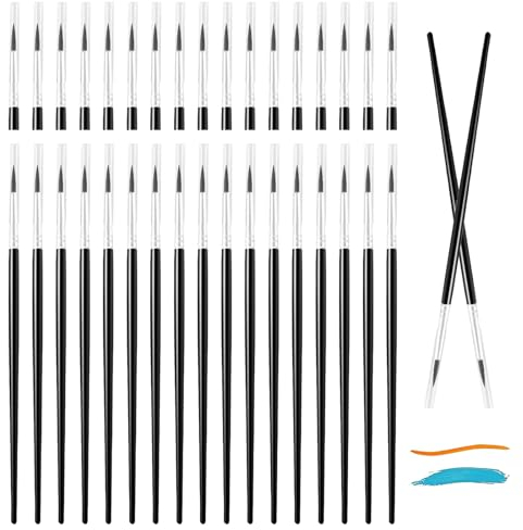 TSHAOUN 60 Pieces Paint Brushes Professional Fine Detail Paint Brushes Nylon Hair Brush, Small Craft Paint Brush Bulk for Miniature Detail Classroom Watercolor Canvas Face Painting (Black)