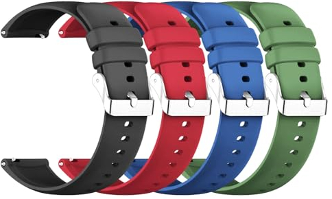 SKHAOVS 4 Pezzi Cinturini per Orologi in Silicone, Cinturini per Orologio in Silicone a Sgancio Rapido, Regolabile Sport Cinturino Orologio, Cinturini di Ricambio, Cinturino Orologio Uomo 20mm