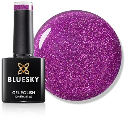 Bluesky Gel Nail Polish 10ml, Sparkle Neon 05, Purple Soak-Off Gel Polish for 21 Day Manicure, Professional, Salon & Home Use, Requires Curing Under UV/LED Lamp