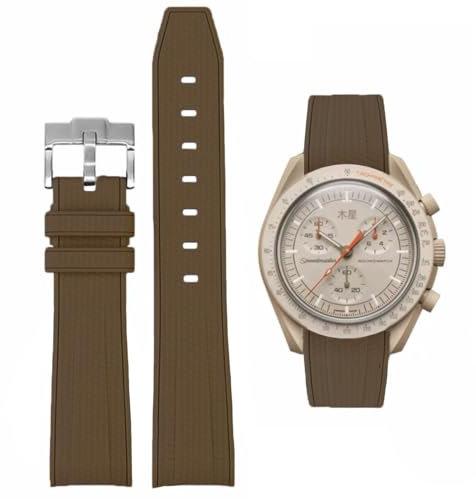 HEYOZURY Uhrenarmbandfür 20mm Omega x Swatch MoonSwatch Rolex Watch Silikon Männer mit Edelstahl Faltschließe Ersatz Armband Original Armband Omega x Swatch MoonSwatch Speedmaster