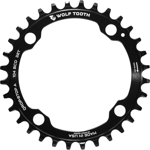 Wolf Tooth 104 BCD Kettenblatt 36t, 104 BCD, 4 Bolzen, Drop-Stop B, Schwarz