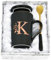 Joymaking Tasse personnalisée avec lettres de l'alphabet - Tasse à café avec motif floral - Nom initiale - Cadeaux personnels - Tasse à café pour femme et petite amie - K - 400 ml noir
