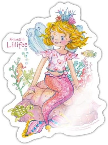 Spreadshirt Prinzessin Lillifee Meerjungfrau Im Meer Sticker, max. 10 x 10 cm, 10 x 10 cm, Weiß glänzend