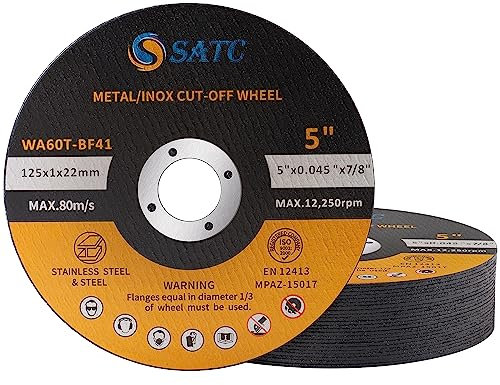 SATC 125mm Cutting Discs 25-Peice Durable Angle Grinder Discs Ultra Thin 1mm for Fast & Precise Cutting of Steel, Iron, Aluminum, & Ferrous Metals