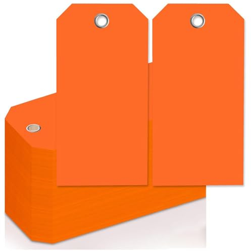 pintoc 4 3/4 X 2 3/8 Neon-Versandanhänger mit Draht, Robuste Hängeetiketten mit Verstärkten Löchern, Beschreibbare Gepäckanhänger, C