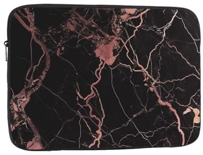 KCGSDEGV Black Rose Gold Marble Printed Laptop Sleeve Protective Case 15 Inch For Ultimate Protection - Tablet Briefcase Bag