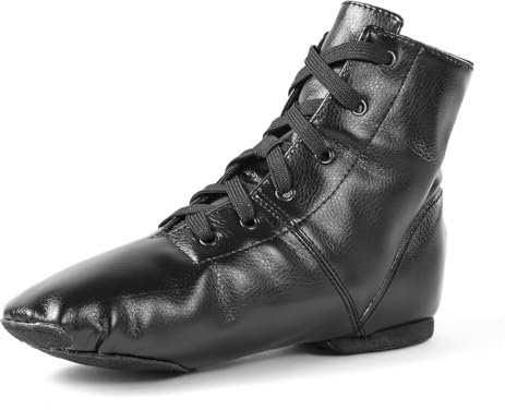 missfiona Jazz Tanzschuhe Damen Jazzschuh Tanzstiefel Segeltuch Ballsaal Tanz Flach(36 EU, Schwarz PU)