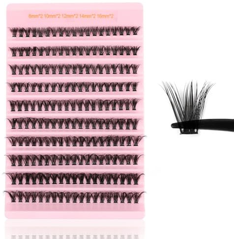 Kiusatig Extension Cils Individuel 190PCS Faux Cils Naturel 40D Cils Extension de Cils Professionnel Cluster Lashes 8-16mm Mix DIY à la Maison(40D)