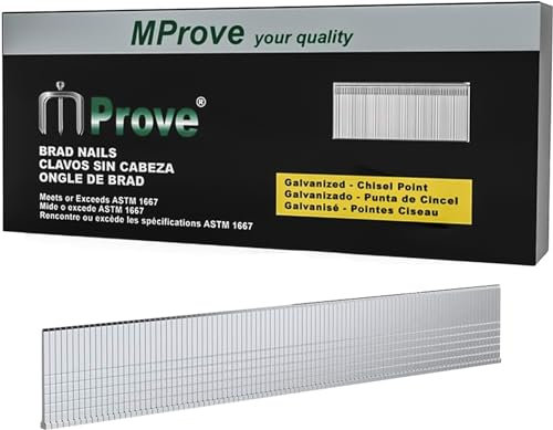 Mprove 18 Gauge Brad Nails, 5/8in Leg Length 16 mm Heavy Duty Electro-Galvanized Staples for Electric or Pneumatic Narrow Crown Stapler Guns (2000 Per Box)