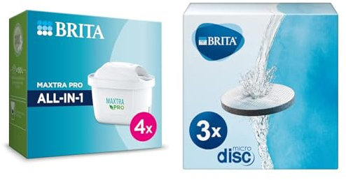BRITA Wasserfilter Kartusche MAXTRA PRO All-in-1 – 4er Pack & Wasserfilter MicroDisc 3er Pack
