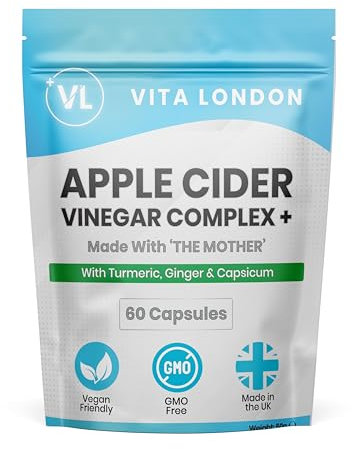 Apple Cider Vinegar Capsules with The Mother | 1500mg + Complex with Turmeric, Ginger & Capsicum | 180 High Strength Capsule (not Tablets, Gummies or Liquid) | Made in UK, Vegan