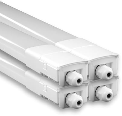 LUXULA 4 Stück LED Feuchtraumleuchte 120 cm, 32W 3680lm, 4000K | Neutralweiß, 115 lm/W, durchschleifbar, Fast Connector, robuste Wannenleuchte für Garage, Keller und Werkstatt, IP66 IK08
