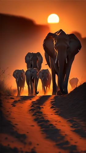 ZHUMUTO Diamond Painting Groß XXL Bilder Set Erwachsene,70x40 CM/27,5x15,7 Zoll Sonnenuntergang Afrika A,5D Diamant Painting Bilder Erwachsene mit Zubehör Für Wohnzimmer Dekoration