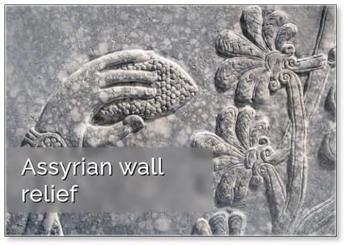 Assyrisches Wandrelief eines Genies, Detail mit einem Kegel in der Hand, Kühlschrankmagnet