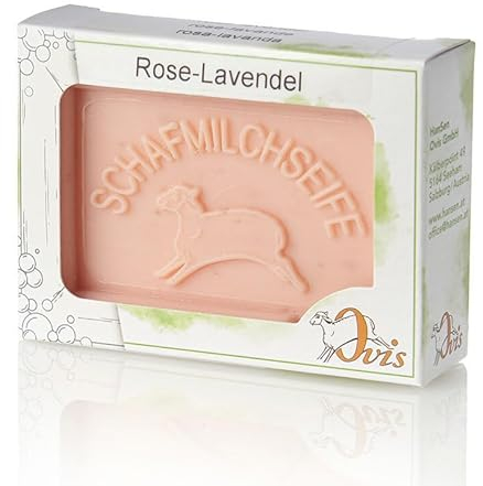 Schafmilchseife Ovis Verpackt 100g Rose-Lavendel Naturseife Seife Schafmilch Ohne Zusätze Empfindliche Haut Reinigung und Pflege