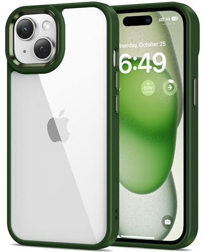 HOOMIL Cover per iPhone 15 Plus 6,7 Pollici, Custodia Anti-Ingiallimento, Antiurto e Anti-Graffi, Retro Rigida Trasparente - Verde