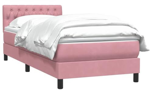 vidaXL Boxspringbett mit Matratze Rosa 80x220 cm Samt