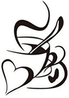 Hemobllo 2stücke Kaffee Tassen Herz Wandtattoo Schwarz Pvc Diy Raumdekoration Für Küche Wohnzimmer Cafés Wohnkultur Wiederverwendbar