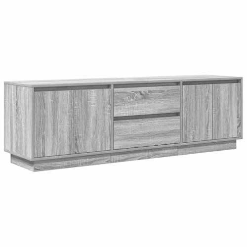 vidaXL TV Stand with LED Lights - 160.5x41x50 cm Grey Sonoma Engineered Wood Media Console for Living Room