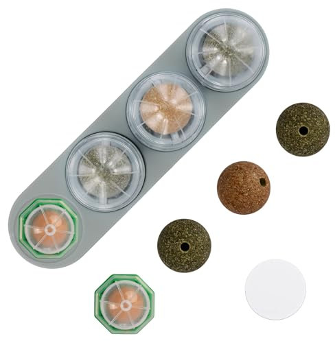Juguete de hierba gatera, 8 unidades, bola de hierba gatera, bolas de hierba gatera giratorias, juguete de hierba gatera, rodillo de pared para gatos, juguete para masticar dientes, gris