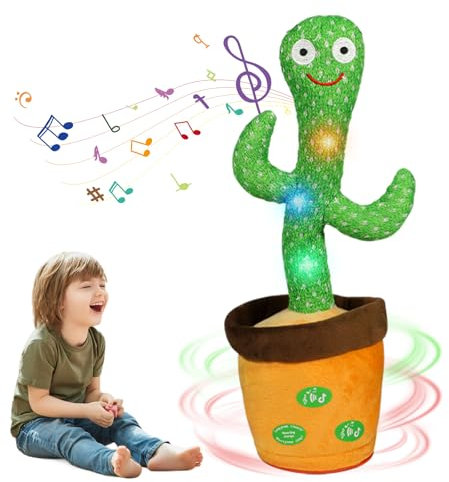 MeHoo Talking Cactus Toy, Dancing Cactus Toy Repeat What You Say, Funny Plush Interactive Figures for Kids, Singing Lighting Voice Recording Plush Learning Toys with Volume Control 120 Songs
