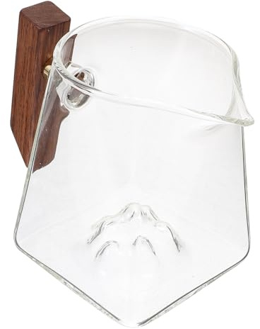 ABOOFAN Tea Mug Glass Cup 350ml Snow Mountain Fair Cup Wooden Handle Stable Base for Home Office