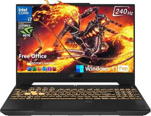 ASUS TUF F17 Gaming Laptop RTX 4070, Intel i7-13620H (fino a 4,90 GHz), 17,3'' 2560 x 1440 WQHD 240 Hz, 64 GB RAM, SSD 4 TB, KB retroilluminato, Thunderbolt, Office Pro Lifetime e Windows 11 Pro