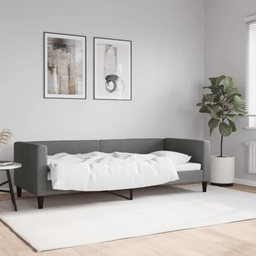 Brokky Tagesbett Bettgestell Sofa Betten Tagesbetten Daybed Bed Frame Betten Dunkelgrau 80x200 cm Stoff / 353979