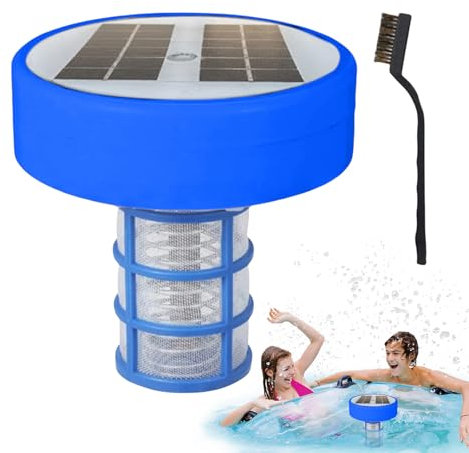 Ionizador Solar para Piscinas, Purificador Automático De Agua, Ionizador Piscina Limpiador A-, con Ionización Cobre, Luces LED Multicolor para Spas De Agua Salada Agua Dulce