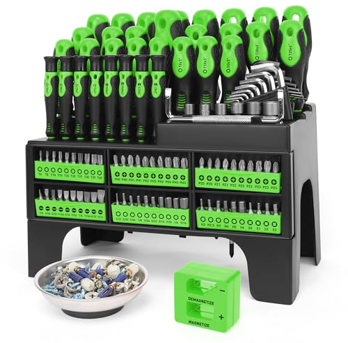 Amartisan 118pcs Magnetic Screwdriver Set with Plastic Racking for Home Repair DIY Craft (118-Piece(Green))