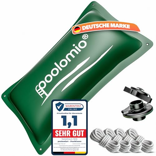 poolomio® Poolkissen Winter 400x200 cm | Poolkissen Rechteckig 4x2m Luftkissen Pool 420 g/m² | Winterkissen Poolabdeckung | Frost- & Chlorbeständig Pool Kissen Überwinterung mit Seil & Reparaturset