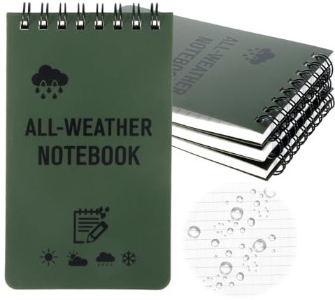 DONQTWAY Write in the Rain, 4 Stück Wasserdichtes Notizbuch, Pocket Notebook für Outdoor-Abenteuern, Regentag-Aufzeichnungen und Feldarbeit (Grün)